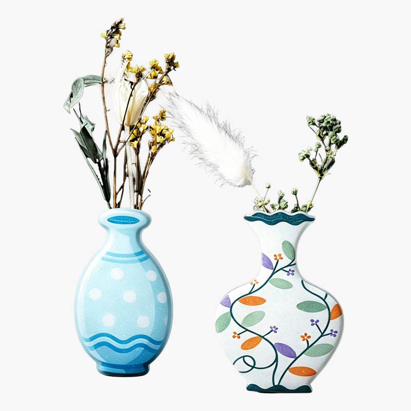 2 Styles Decorative Vase Fridge Magnets with Dried Plants