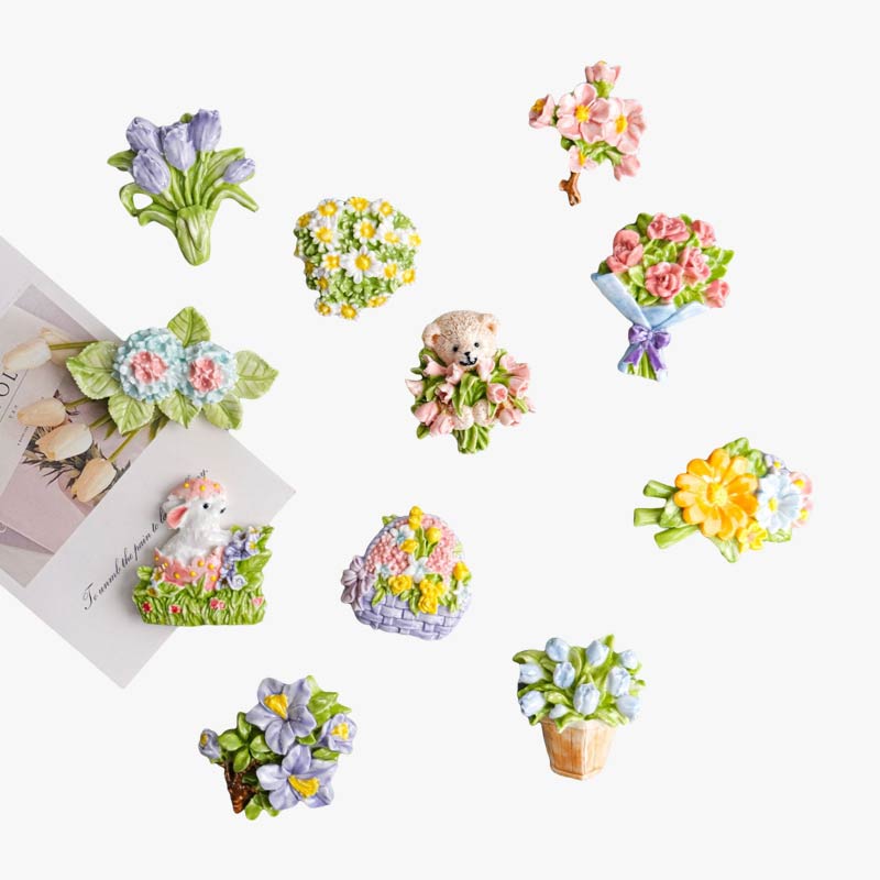 3D Flower Bouquet Resin Refrigerator Magnets