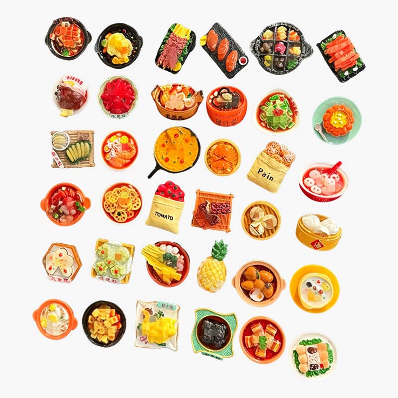 3D Mini Chinese Food Refrigerator Magnets Collection