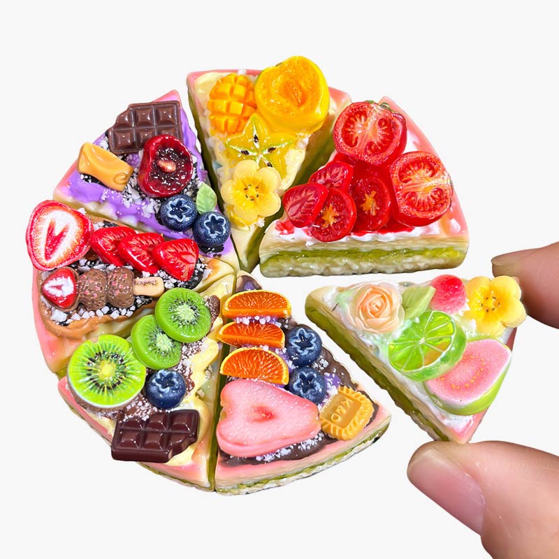 Assorted Fruit Cake Slice Refrigerator Magnets Set