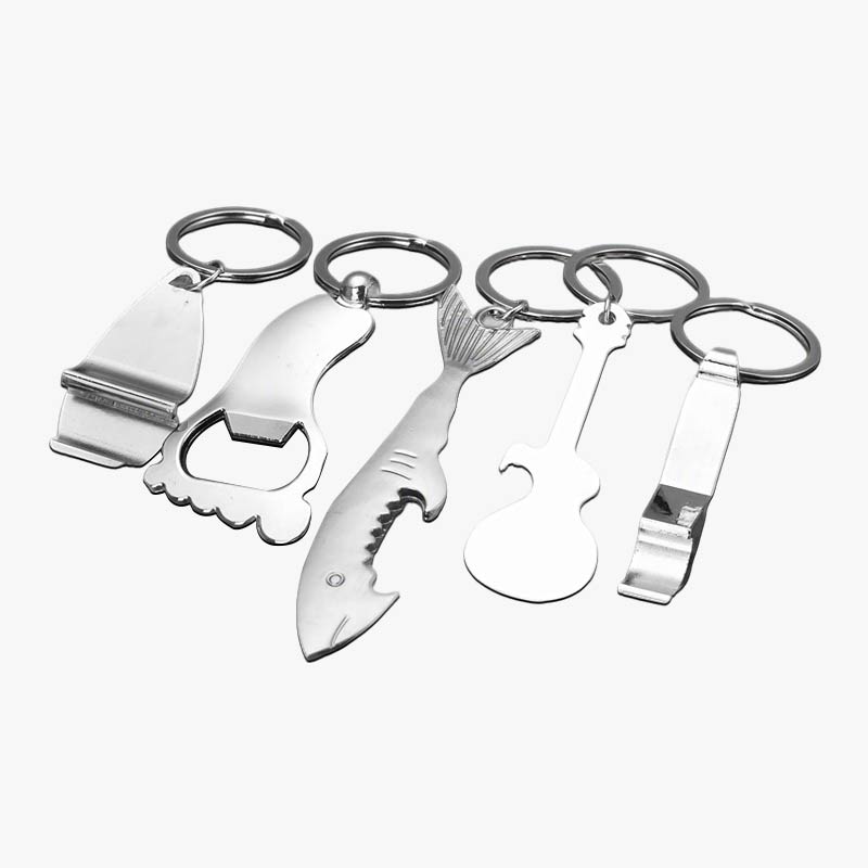 Blank Stainless Steel Shaped Bottle Opener Keyring Multiple Designs