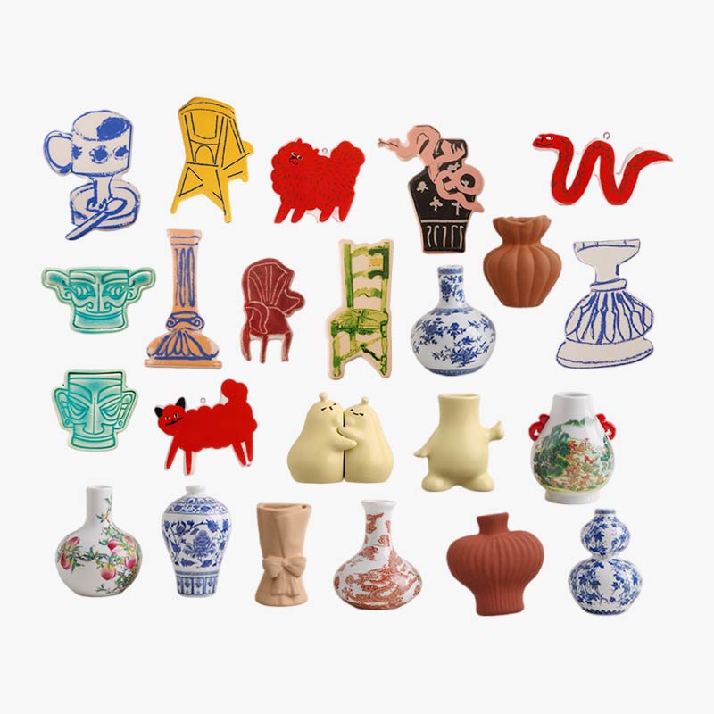 Chinese Style Vase Cartoon Ceramic Refrigerator Magnets