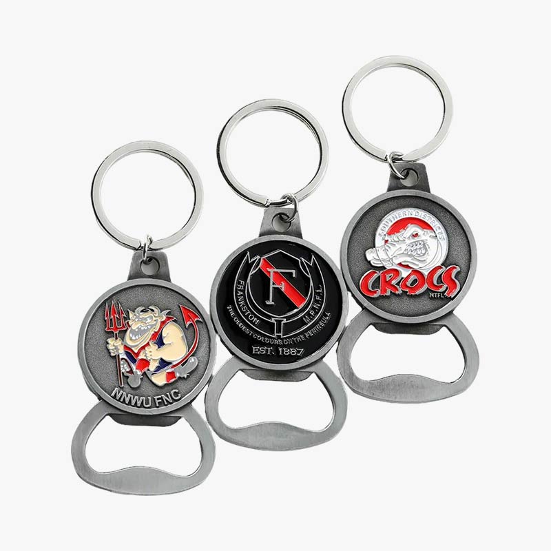 Custom Enamel Round Metal Bottle Opener Keychain Sports Club Souvenir