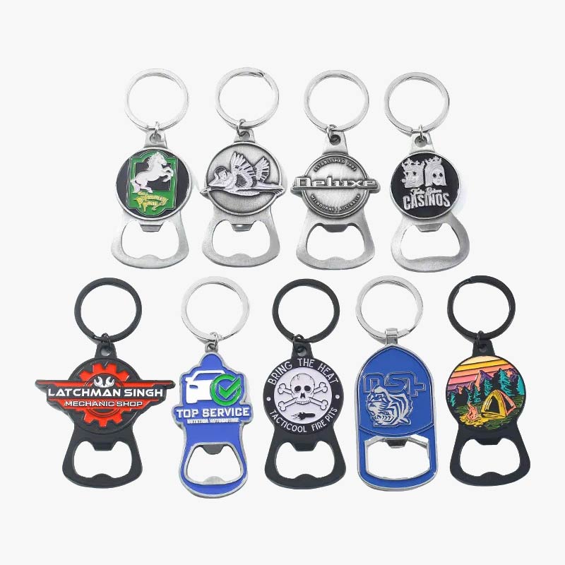 Custom Logo Metal Bottle Opener Keychain Various Shapes & Colors