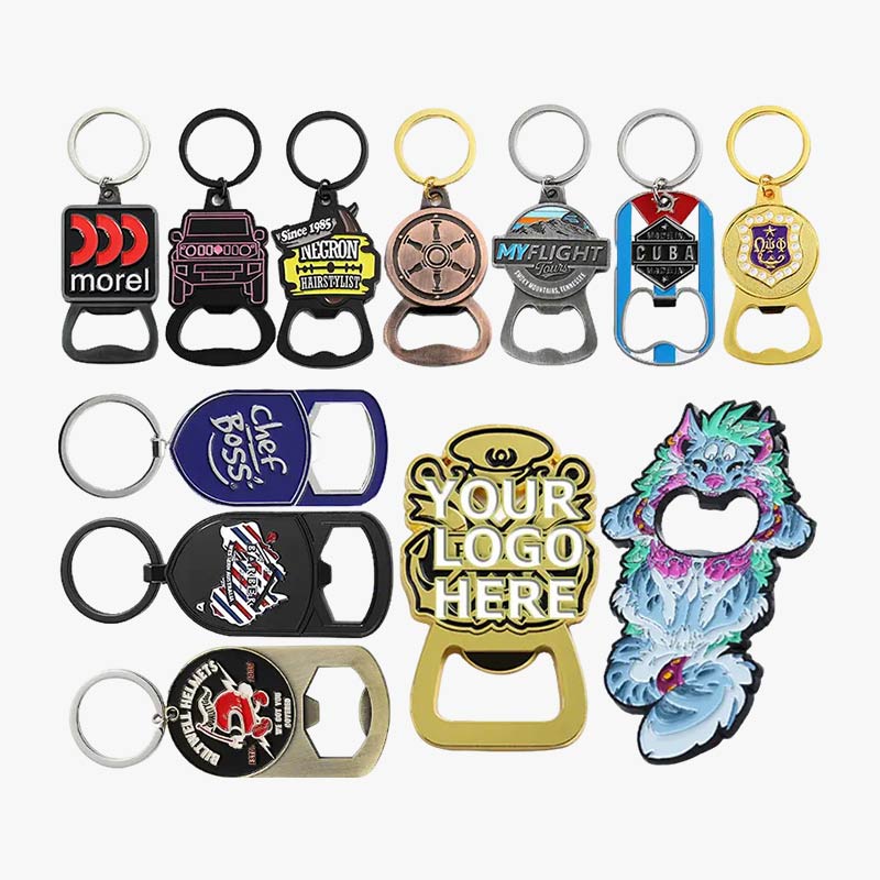 Custom Soft Enamel Metal Bottle Opener Keychain Different Shapes