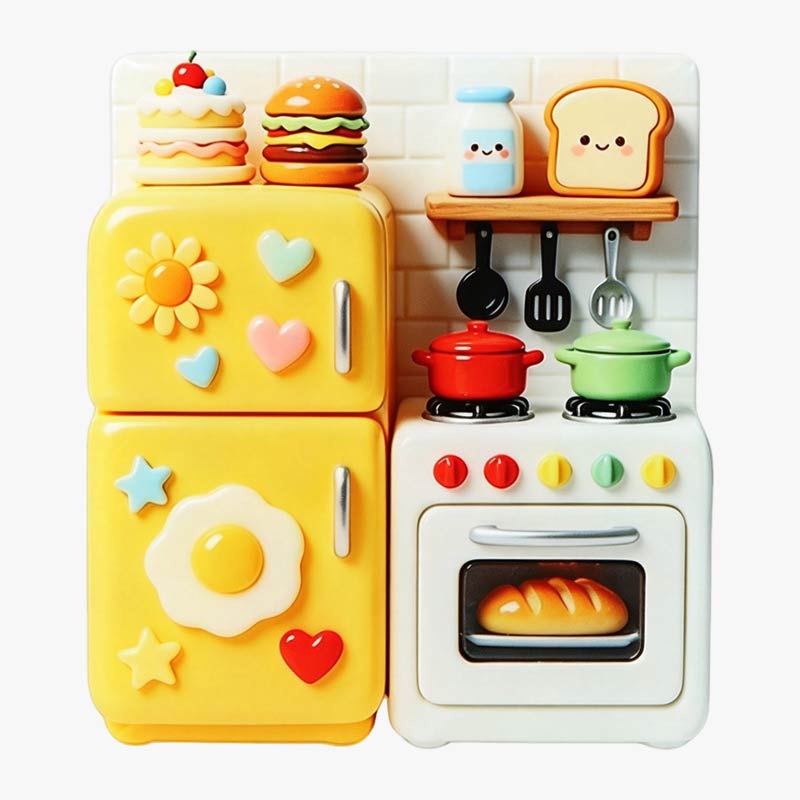 Cute 3D Mini Kitchen Fridge Magnets Set