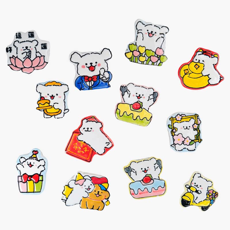 Cute Cartoon White Dog Ceramic Fridge Magnets