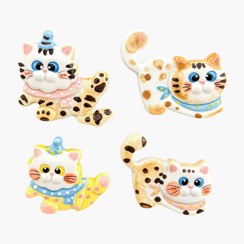 Cute Spotted Cartoon Cat Ceramic Fridge Magnets