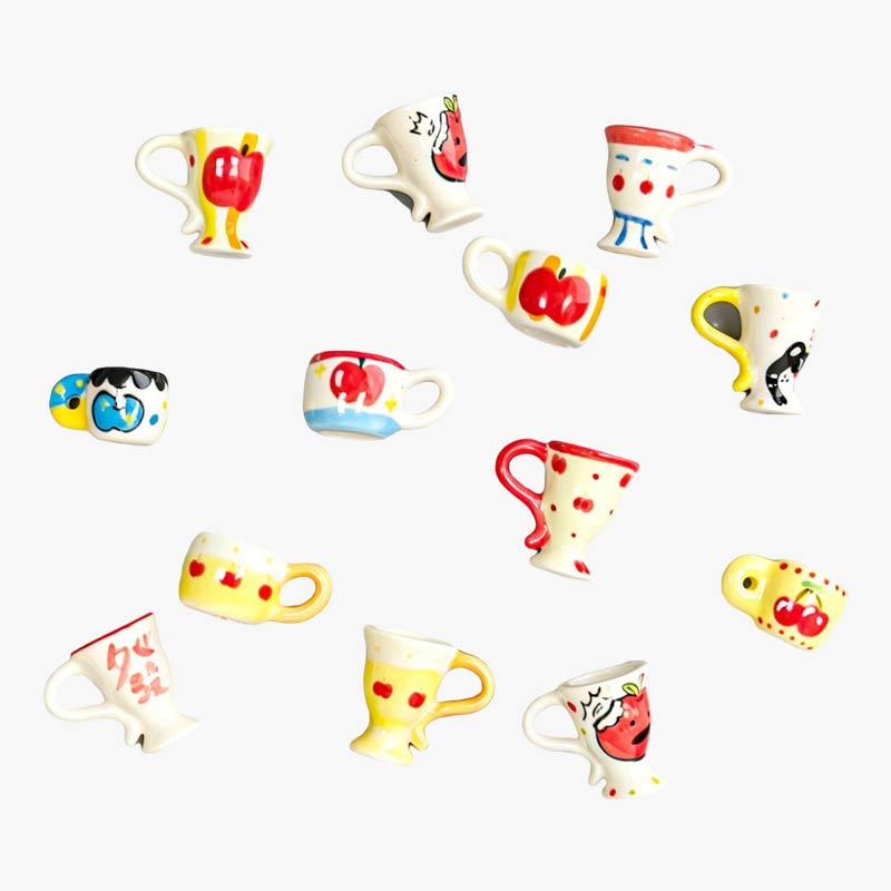 Hand Painted Mini Ceramic Cup Fridge Magnets