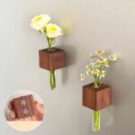 Magnet Back Display Wood Block Test Tube Flower Fridge Vase