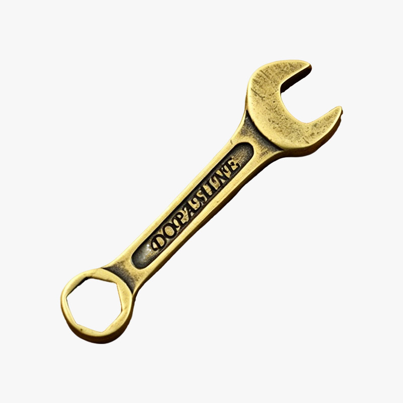 Mini Wrench Shaped Brass Bottle Opener Keychain