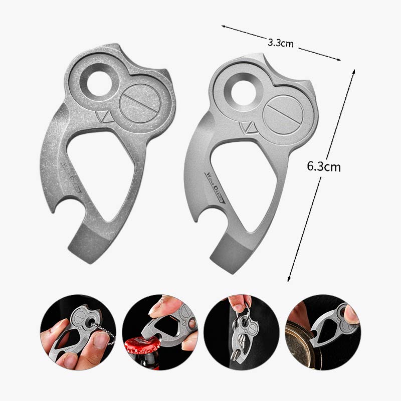 Owl Shaped Titanium Alloy Mini EDC Bottle Opener Multitool Keychain2