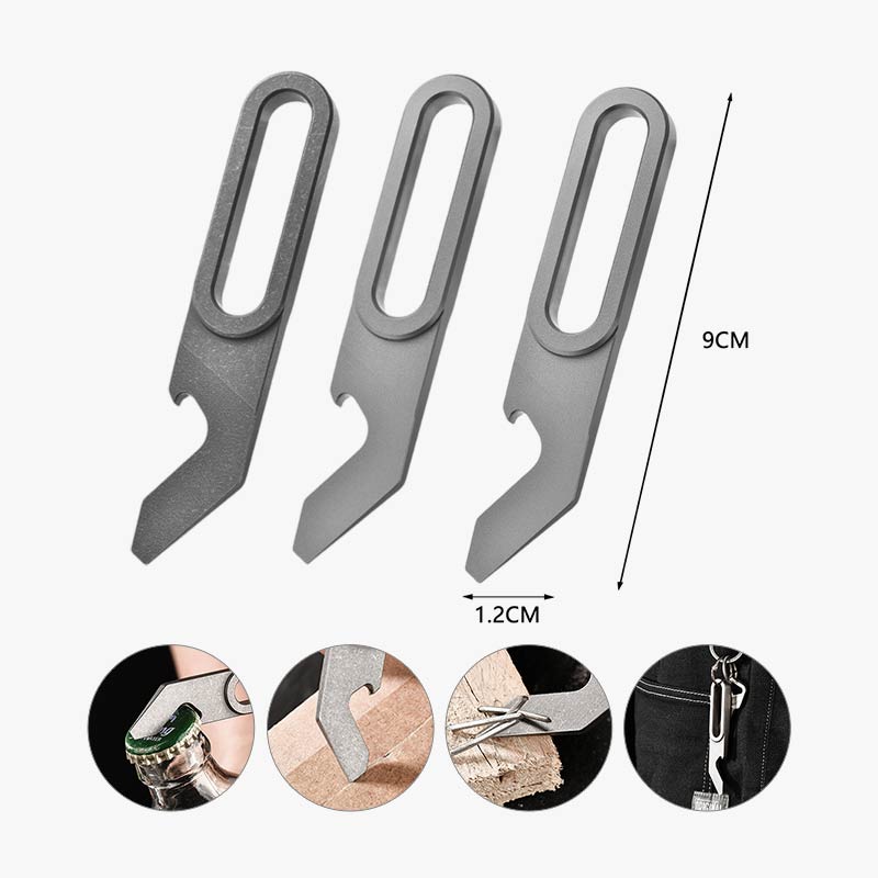 Titanium Alloy EDC Pry Bar Multitool Bottle Opener Keychain