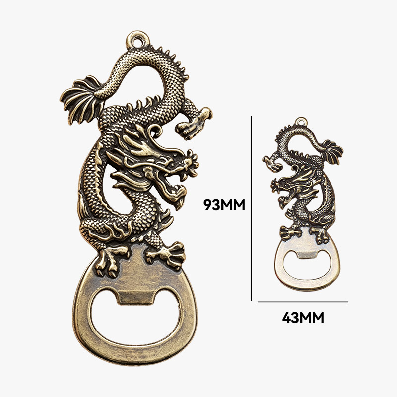 Vintage Chinese Dragon Shaped Brass Beer Bottle Opener Pendant