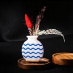 Wave Pattern Vase Refrigerator Magnet with Dried Flowers