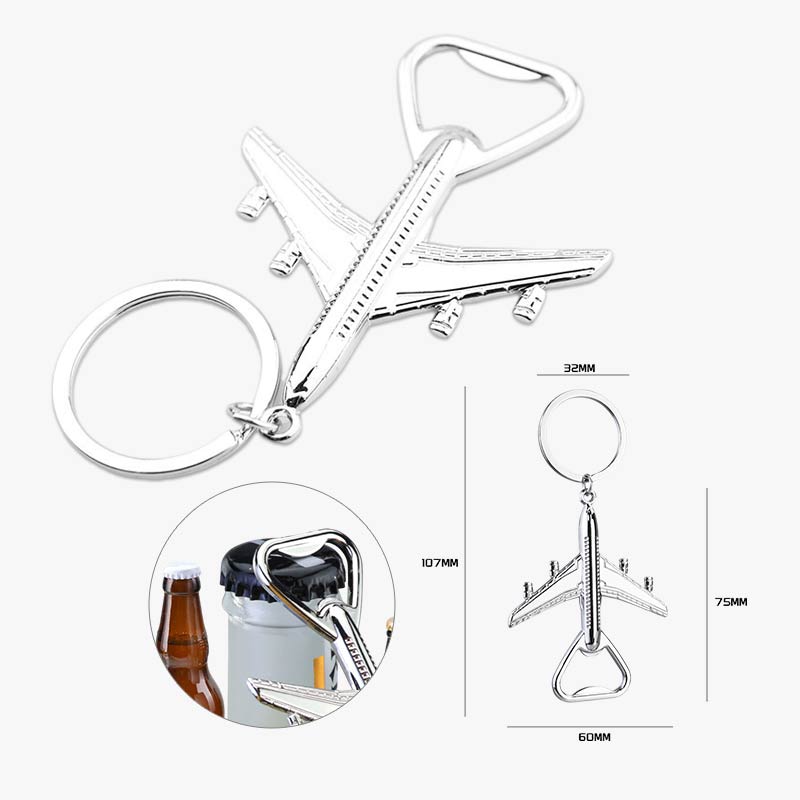 Zinc Alloy Airplane Shaped Bottle Opener Keyring Travel Souvenir