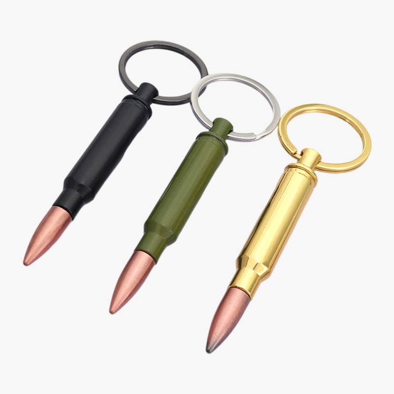 Zinc Alloy Bullet Shaped Beer Bottle Opener Keychain