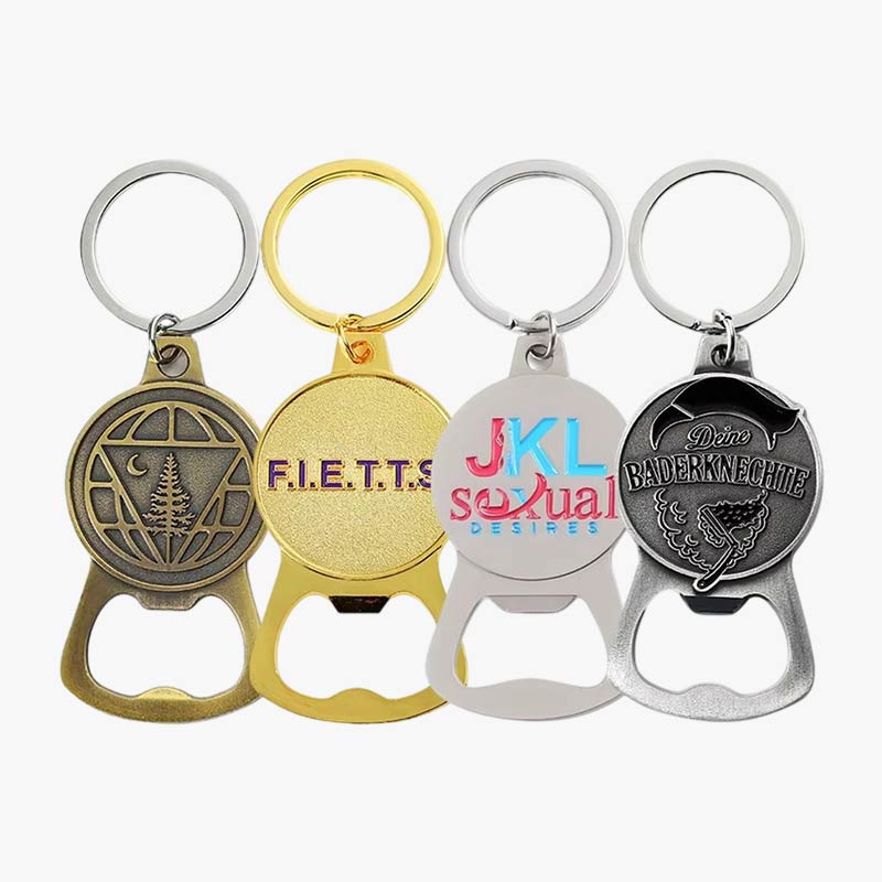 Zinc Alloy Custom Logo Round Beer Bottle Opener Keychain Souvenir