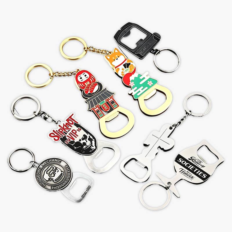 Zinc Alloy Enamel Custom Cartoon Pattern Bottle Opener Keychain