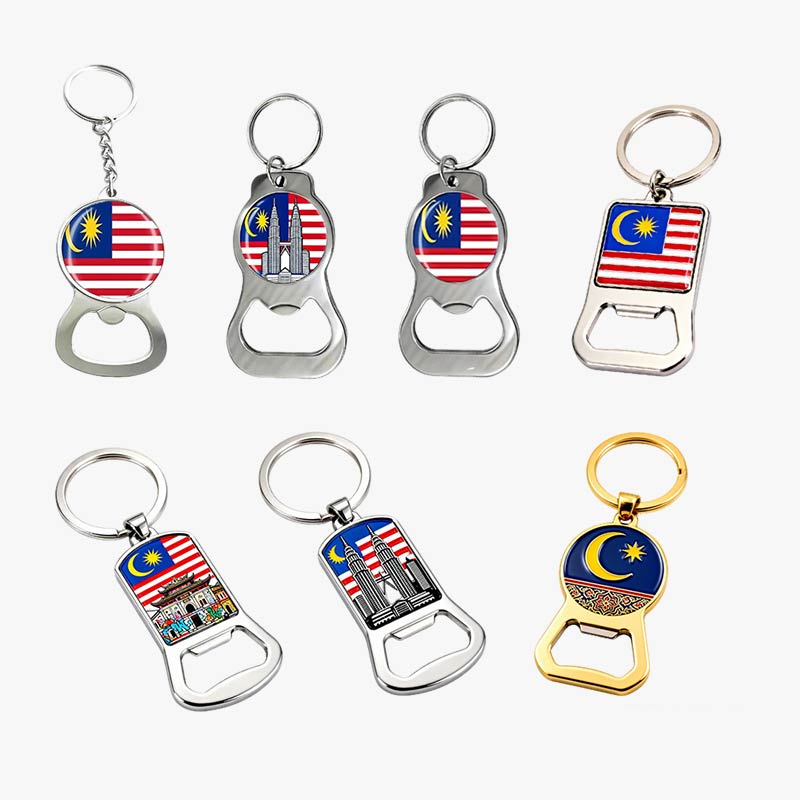 Zinc Alloy Malaysia Flag Twin Tower Souvenir Bottle Opener Keychain