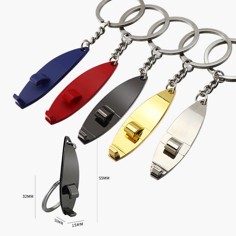 Zinc Alloy Surfboard Shaped Bottle Opener Keychain Customizable Gift