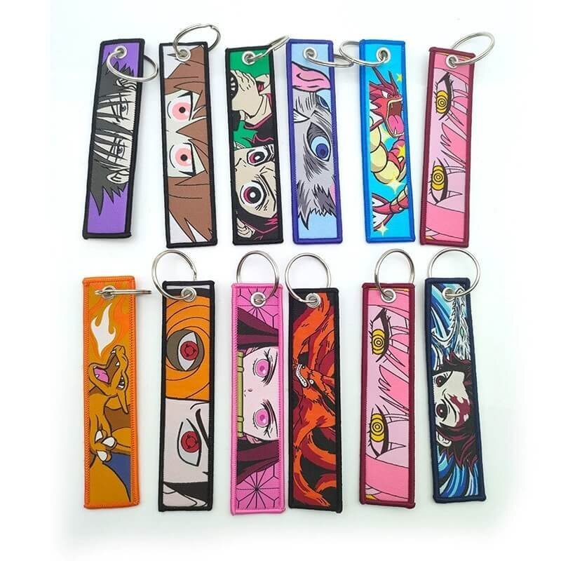 anime-eye-printed-keychain-tag-colorful-pattern-fabric-material-double-side-design