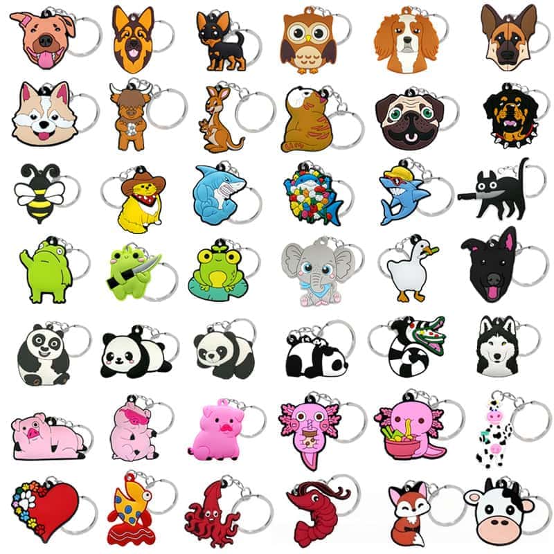 Custom soft PVC keychain design examples for promotional use
