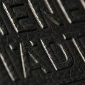 Embossed leather logo sample