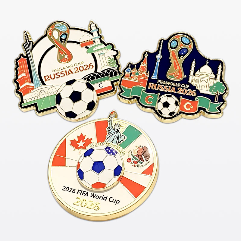 2026 FIFA World Cup Tri Nation Metal Fridge Magnet Pin Set Russia Canada USA