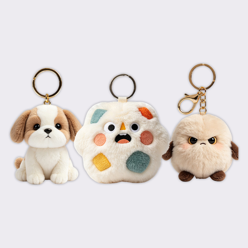 Adorable Stylized Animal Plush Keychains