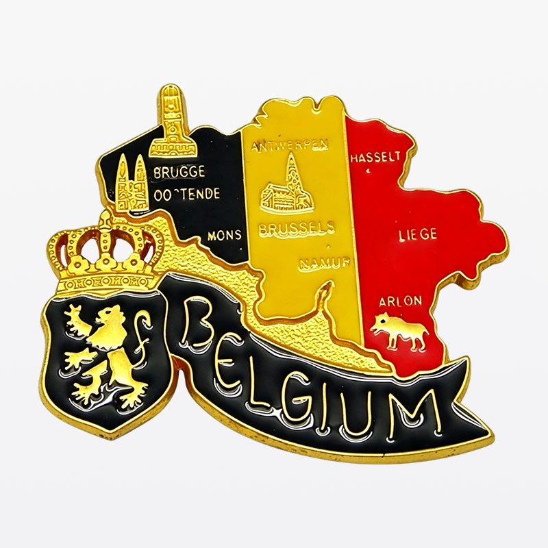 Belgium Country Map Metal Fridge Magnet Brugge Brussels Antwerp