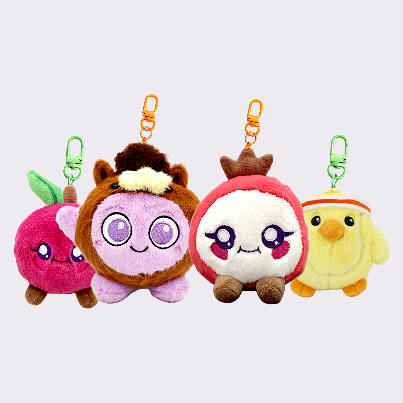 Big‑Eye Cartoon Round Plush Keychains