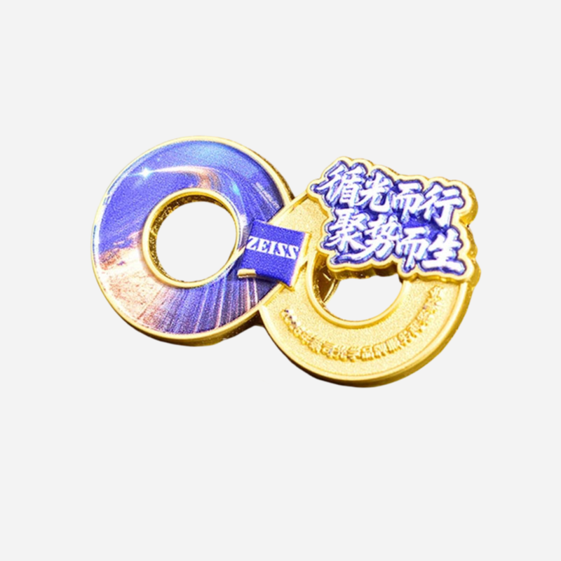 Openwork Cutout custom metal badge example