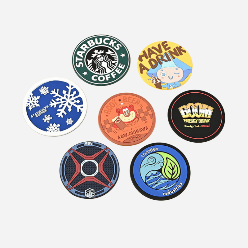 Custom PVC coasters printed with branded artwork