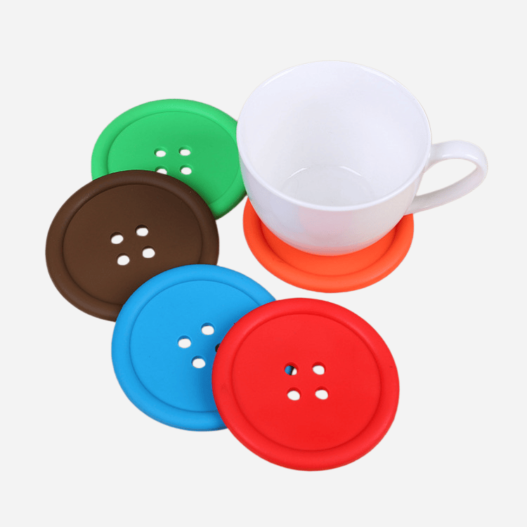 Button-shaped custom PVC cup coasters