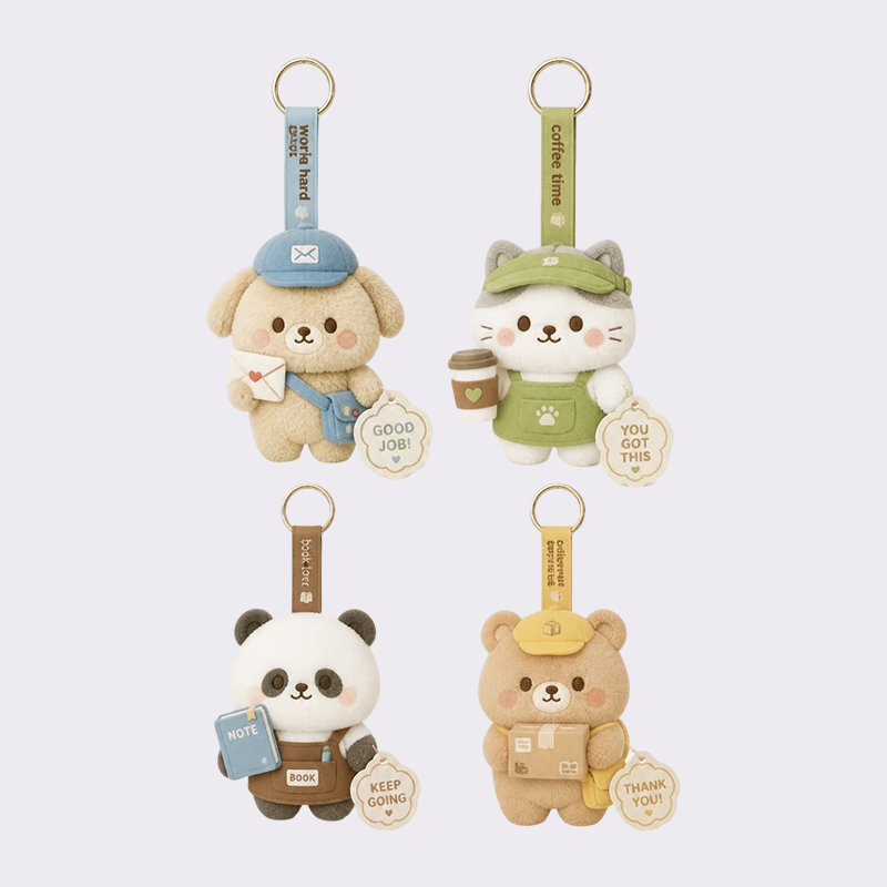 Career Themed Animal Plush Key Rings