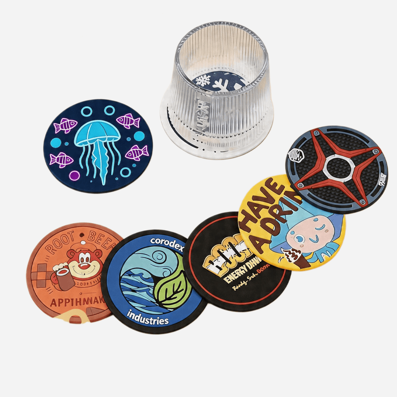 Cartoon printed custom PVC drink coasters