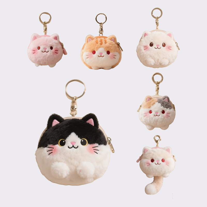 Cat Plush Coin Purse Keychains