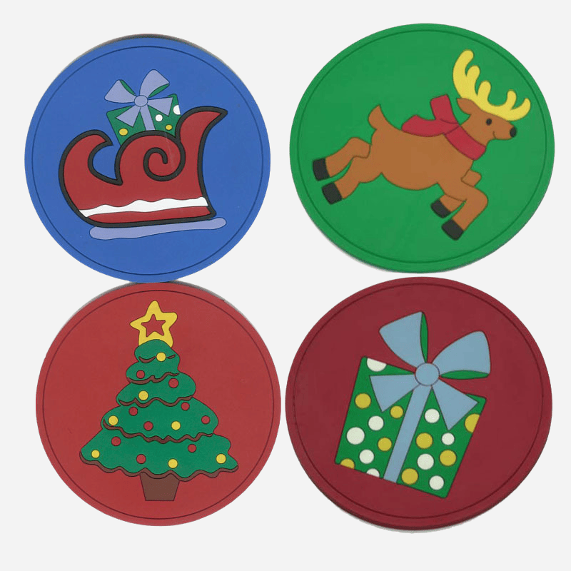 Christmas-themed custom PVC drink coasters