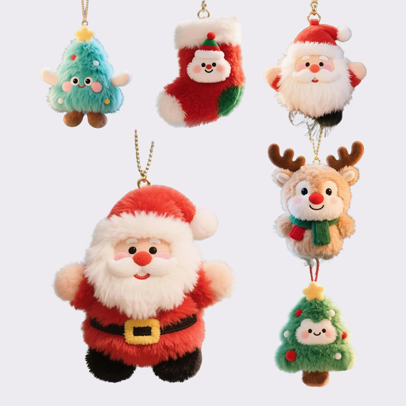 Christmas Themed Plush Keychains