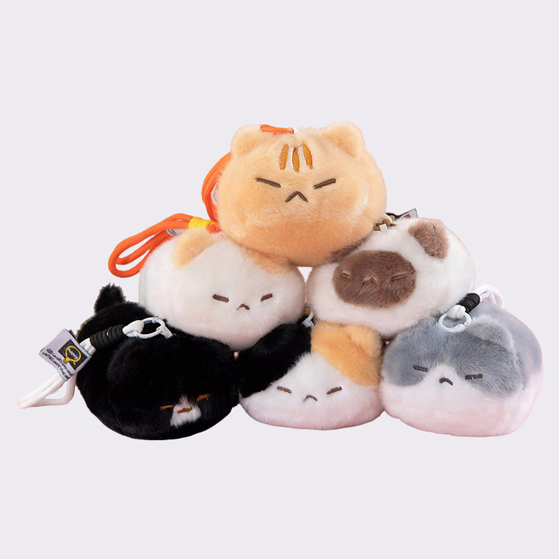 Chubby Sleepy Cat Plush Keychains