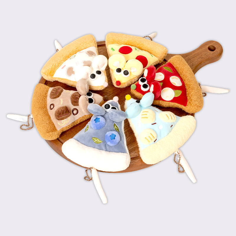Creative Pizza Slice Plush Keychains