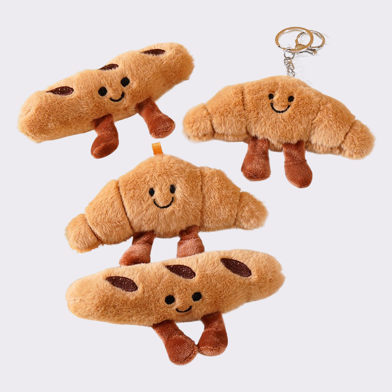 Croissant & Baguette Bread Plush Pendants