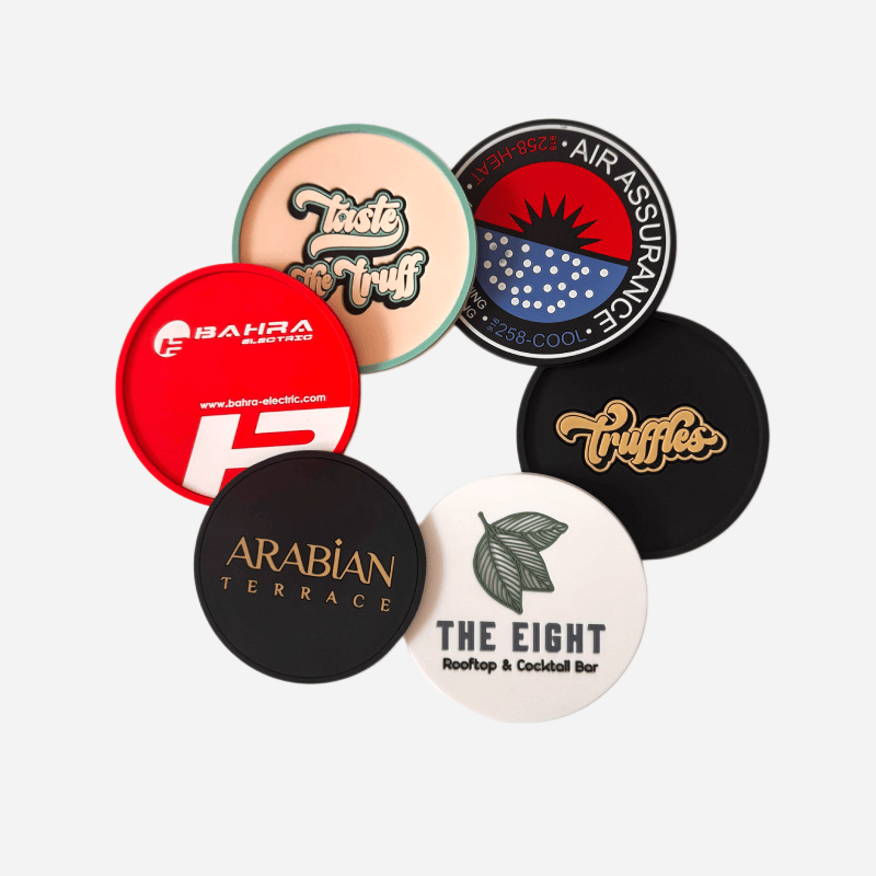 Custom PVC coasters with embossed logo designs