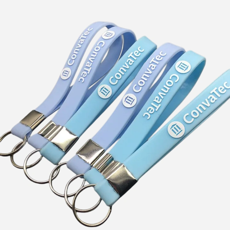 Custom logo silicone keychain wrist strap