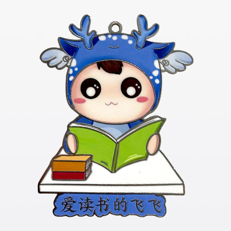 Cute Blue Dragon Costume Reading Boy Metal Fridge Magnet Book Lover Feifei