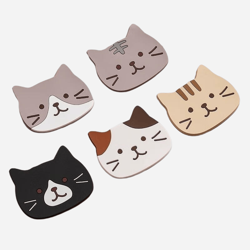 Cute cat-shaped custom PVC drink coasters