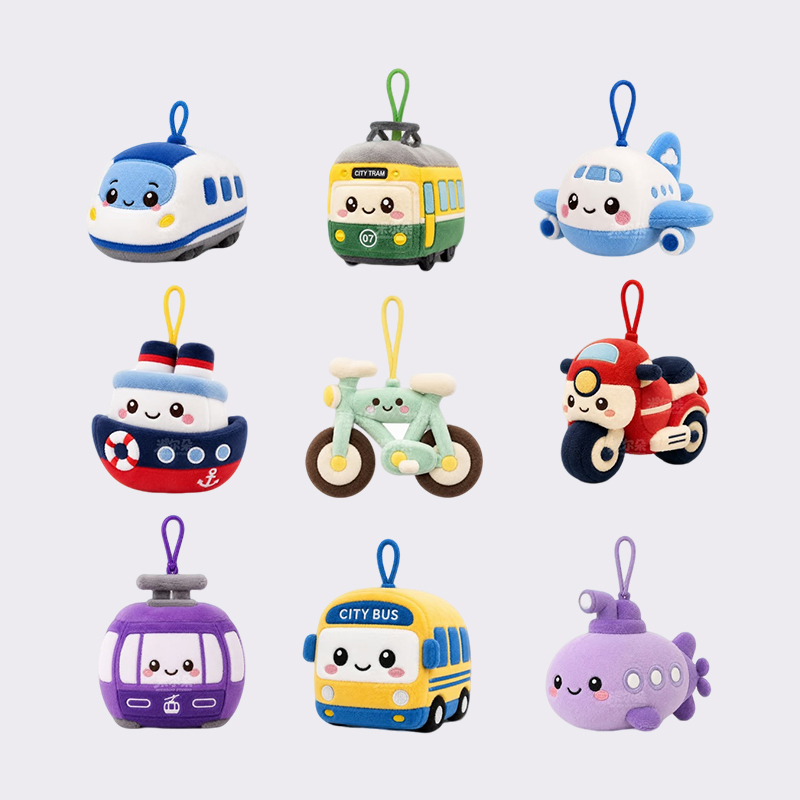 Cute Transport Vehicle Plush Keychains