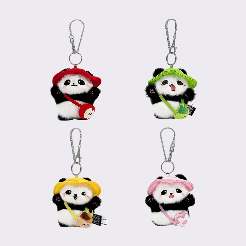 Dress‑up Panda Plush Keychains