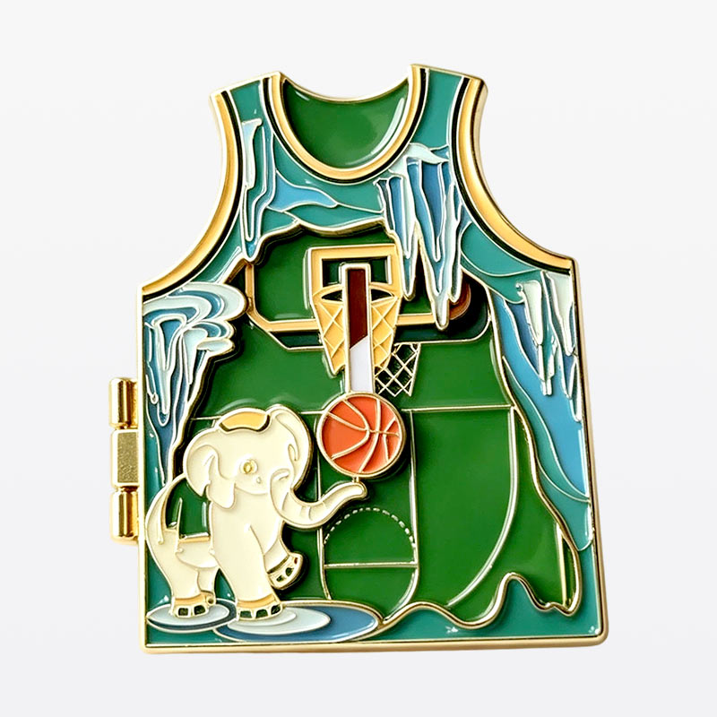 Elephant Basketball Jersey Metal Fridge Magnet Rotating Pin